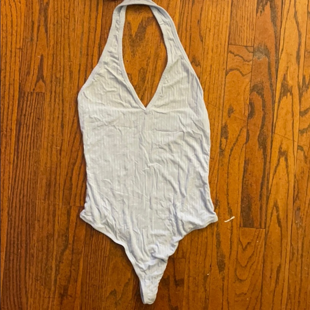 Light blue halter bodysuit